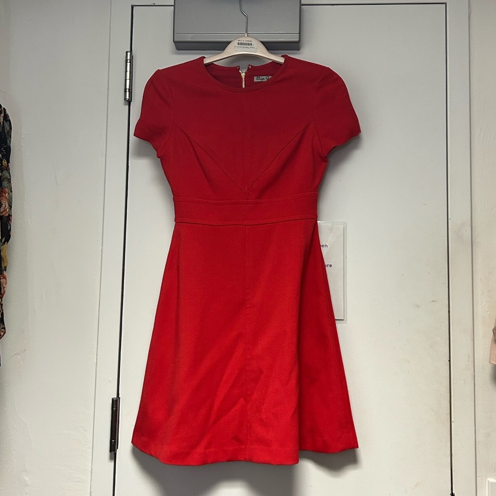 ELIZA J Crepe A-Line Red Dress, Short Sleeve, Size 2
